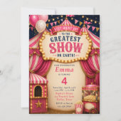Roze Circus Verjaardag Kaart (Voorkant)