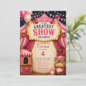 Roze Circus Verjaardag Kaart (Staand voorkant)
