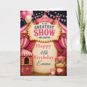 Roze Circus Verjaardag Kaart