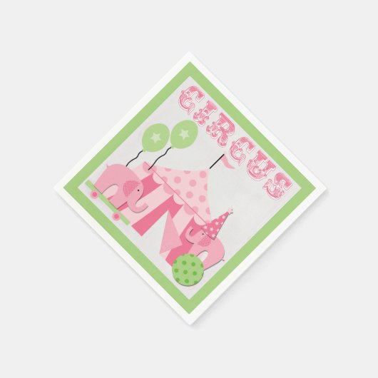 Roze Circus Verjaardagspapier servetten (Hoek)