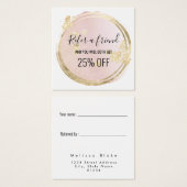 roze cirkel design verwijzingskaart vierkante visitekaartjes (Voorkant /achterkant)