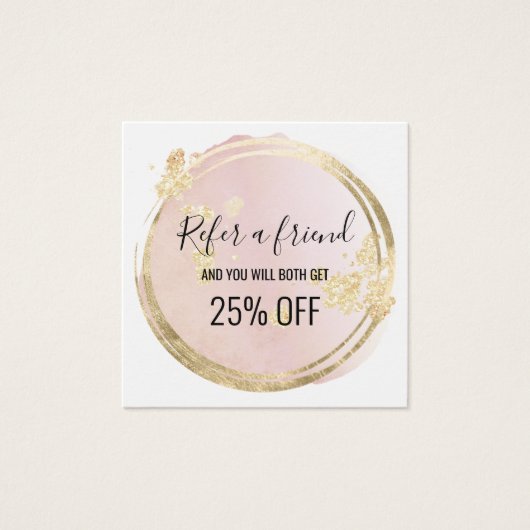 roze cirkel design verwijzingskaart vierkante visitekaartjes (Voorkant)