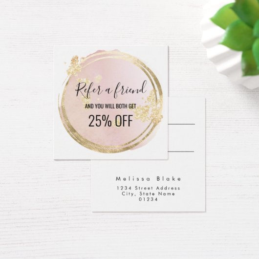 roze cirkel design verwijzingskaart vierkante visitekaartjes (Bureau)