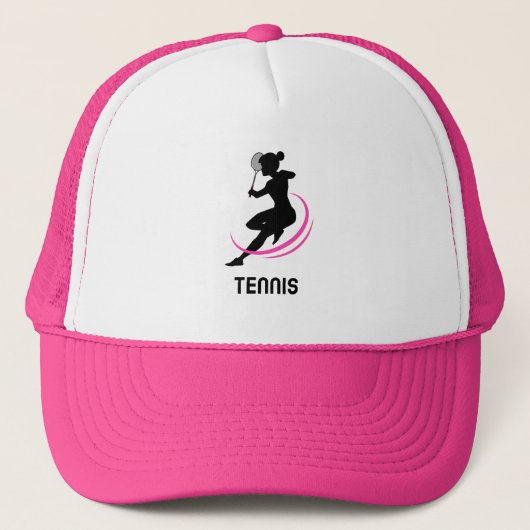 Roze cirkel en zwarte tennis Logo Trucker Pet (Voorkant)