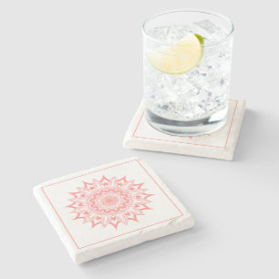Roze  cirkel mandala stenen onderzetter