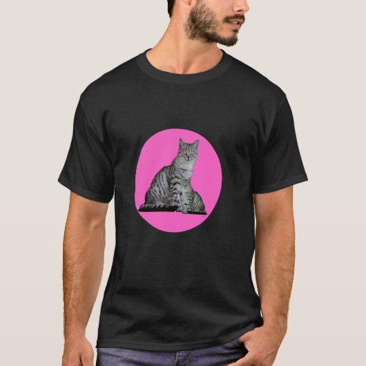 Roze Cirkel met 2 Katten T-shirt (Voorkant)