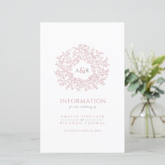 Roze cirkel met informatie over de bruiloft van bl (Staand voorkant)