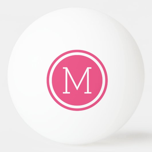 Roze Cirkel Monogram Gepersonaliseerd Pingpongbal (Voorkant)