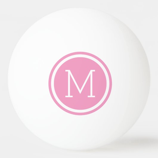 Roze Cirkel Monogram Gepersonaliseerd Pingpongbal (Voorkant)