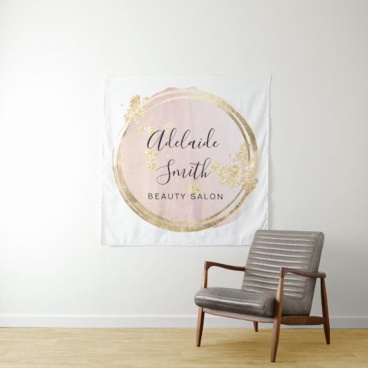 roze cirkel ontwerp wandkleed (In situ)