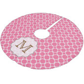 Roze Cirkel Polka Dot Monogram Initialen boomrok Kerstboom Rok (Gekanteld)
