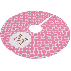 Roze Cirkel Polka Dot Monogram Initialen boomrok Kerstboom Rok