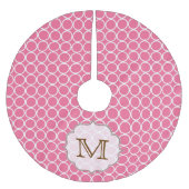 Roze Cirkel Polka Dot Monogram Initialen boomrok Kerstboom Rok (Voorkant)