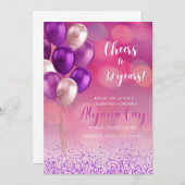 Roze cirkellicht met paarse ballonnen kaart (Voorkant / Achterkant)