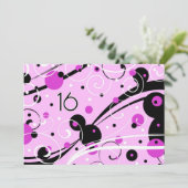 Roze cirkels 16e verjaardag Uitnodigingskaarten Kaart (Staand voorkant)