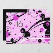 Roze cirkels 16e verjaardag Uitnodigingskaarten Kaart (Voorkant / Achterkant)