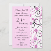 Roze cirkels 21e Birthday Party Invitation Card Kaart (Achterkant)