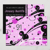Roze cirkels 21e verjaardag Uitnodigingskaarten Kaart (Voorkant / Achterkant)
