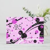 Roze cirkels 25e verjaardag Uitnodigingskaarten Kaart (Staand voorkant)