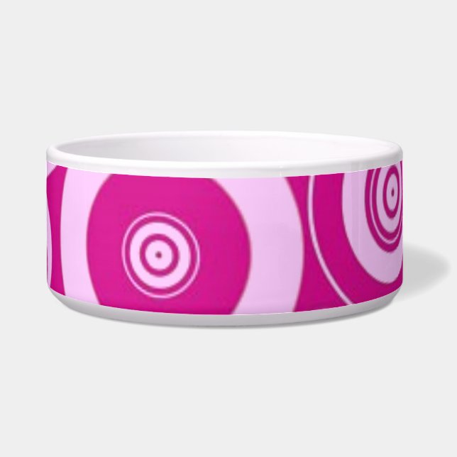 Roze cirkels Dog Bowl Voerbakje (Voorkant)