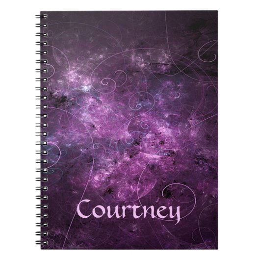 Roze cirkels Fractal Spiral Boundnotebook Notitieboek (Voorkant)