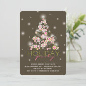 Roze cirkels met kerstboomvakantie kaart (Staand voorkant)