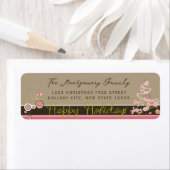 Roze Cirkels Mod Kerstboom Vakantie Adres Etiket (Insitu)