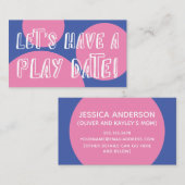 Roze cirkels op blauwe speelse speeldatum contactkaartje (Voorkant / Achterkant)