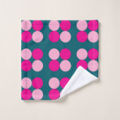 Roze cirkels op groene handdoek (Wasdoekje)