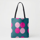 Roze cirkels op groene tote bag (Voorkant)