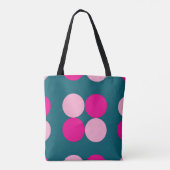 Roze cirkels op groene tote bag (Achterkant)