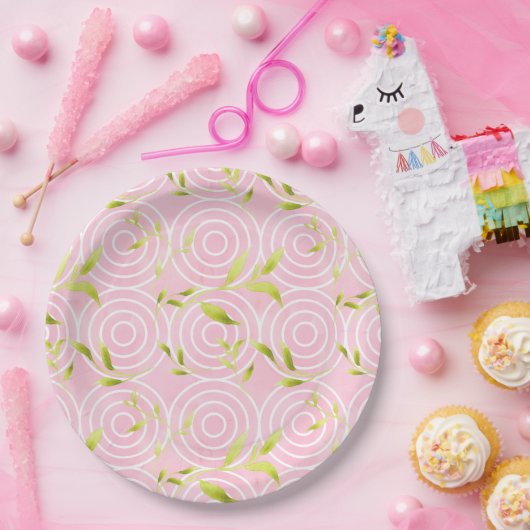 Roze Cirkels Papieren Bordje (Feest)