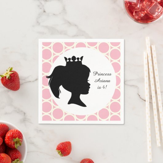Roze Cirkels Prinses Aangepaste Verjaardag Papier Servetten (Insitu)