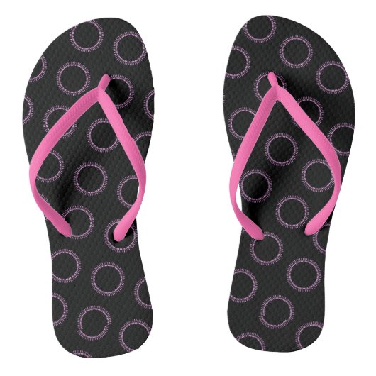 Roze cirkels teenslippers (Voetbed)