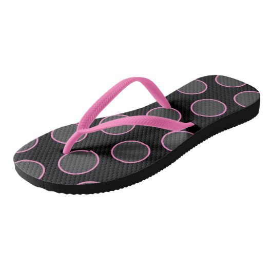 Roze cirkels teenslippers (Schuin)