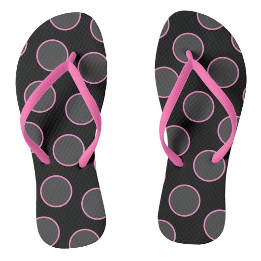 Roze cirkels teenslippers (Voetbed)