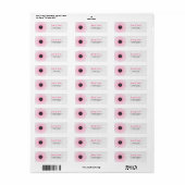 Roze Cirkels & Wit Bloemen Damast Patroon Etiket (Full Sheet)