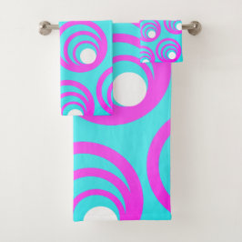 Roze Cirkels Witte Binnencirkel Bad Handdoek