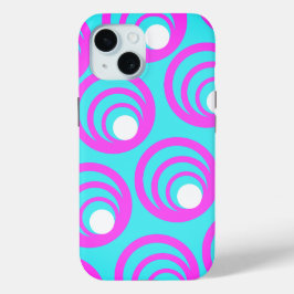 Roze Cirkels Witte Binnencirkel iPhone 15 Case