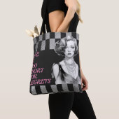 Roze citaat," Het leven is te kort" Grijs & Zwart Tote Bag (Dichtbij)