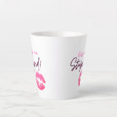 Roze citaat met een kus - Kus me, stom! Latte Mok (Voorkant)