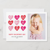 Roze citaten op hartenfoto Foto van Valentijnsdag Feestdagenkaart (Voorkant)