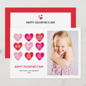 Roze citaten op hartenfoto Foto van Valentijnsdag Feestdagenkaart (Voorkant / Achterkant)