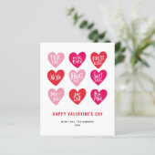 Roze citaten op hartenkaartje voor Valentijnsdag (Staand voorkant)