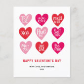 Roze citaten op hartenkaartje voor Valentijnsdag (Voorkant)