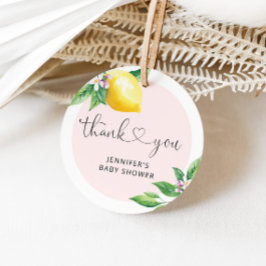 Roze citroen baby shower bedankt bedankjes labels