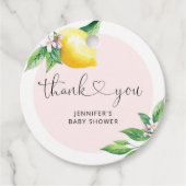Roze citroen baby shower Hartelijk dank Bedankjes Labels (Voorkant)
