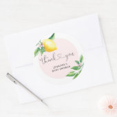 Roze citroen baby shower Hartelijk dank Ronde Sticker (Envelop)