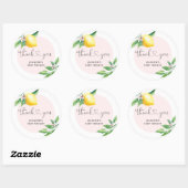 Roze citroen baby shower Hartelijk dank Ronde Sticker (Vel)