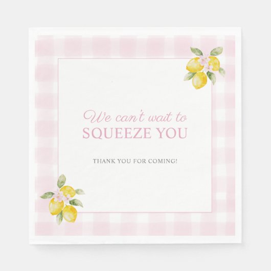Roze citroen baby shower lunch servetten  (Voorkant)